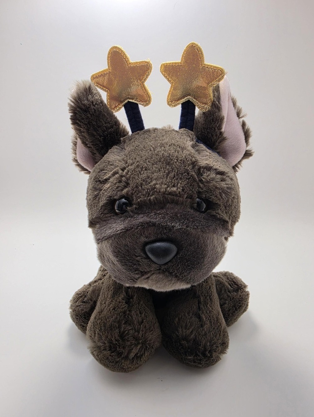 Aurora Holiday French Bulldog Dog Star Antlers - Vintage Soft Plush (9 inch)